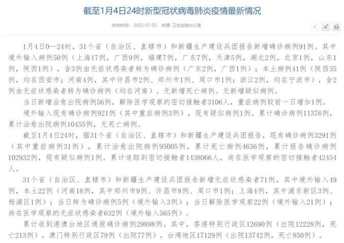  31个省份新增核酸阳性4例:31个省市新增病例情况