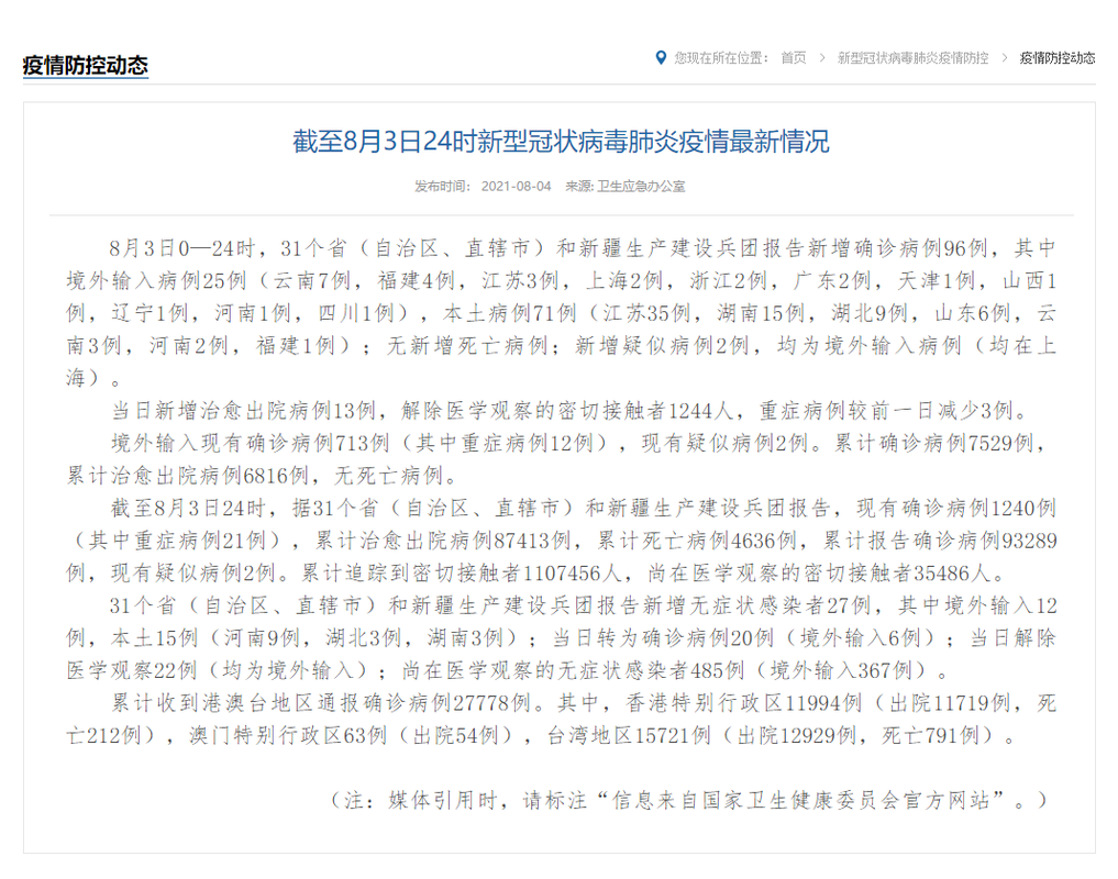 31个省份今日最新疫情数据/31个省最新疫情今天