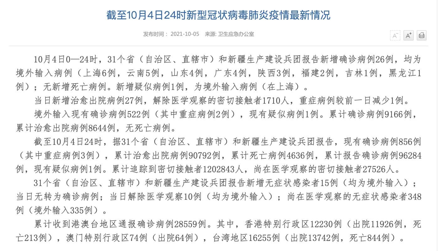 【2地新增26例均为境外输入,新增21例境外输入是哪的】
