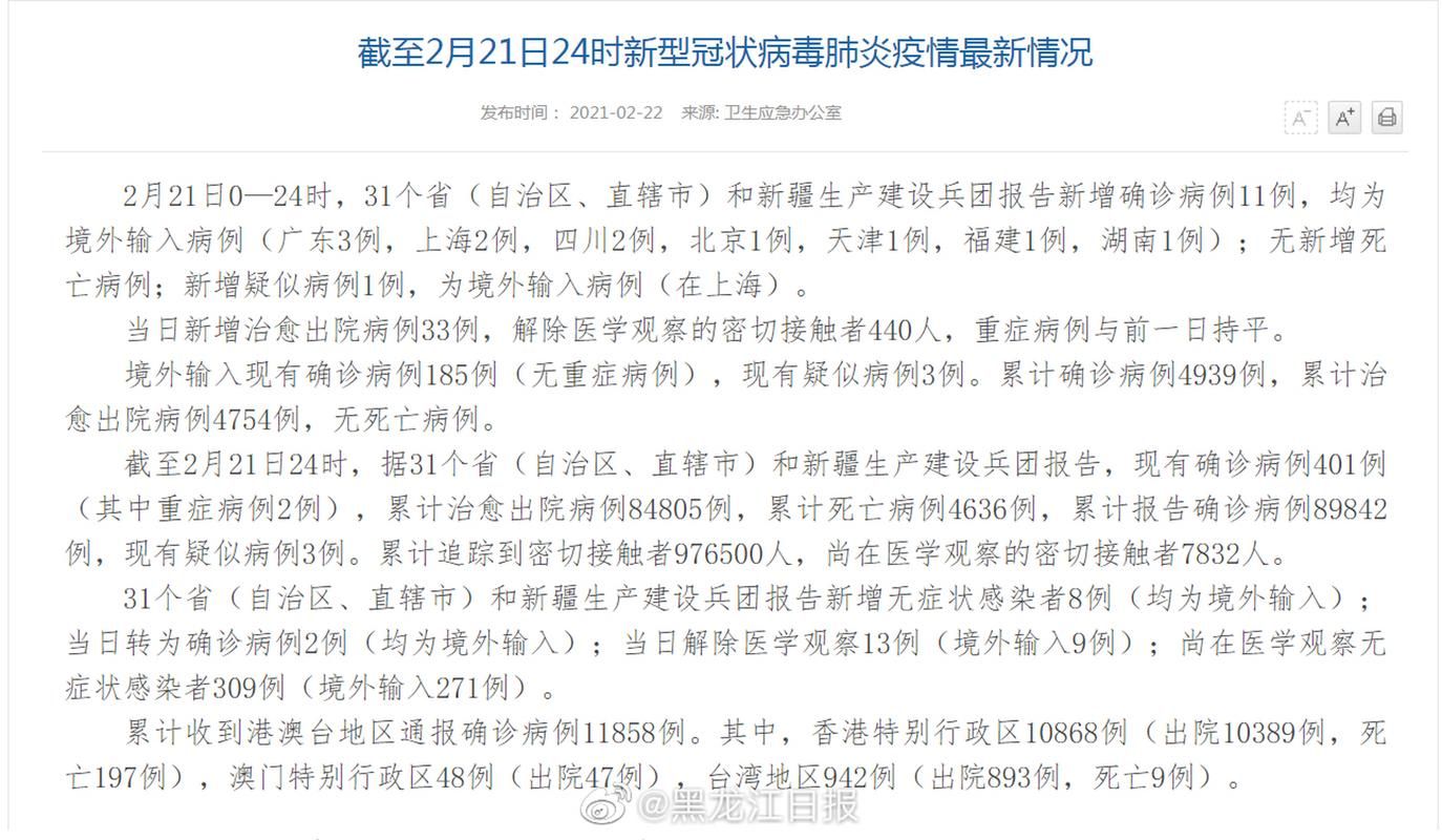 2月21日疫情有望今日结束_二月二十一日疫情
