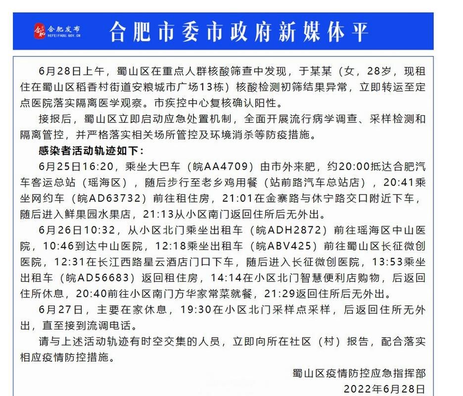 近期疫情最新通报安徽合肥蜀山区(合肥蜀山区政府公告最新)